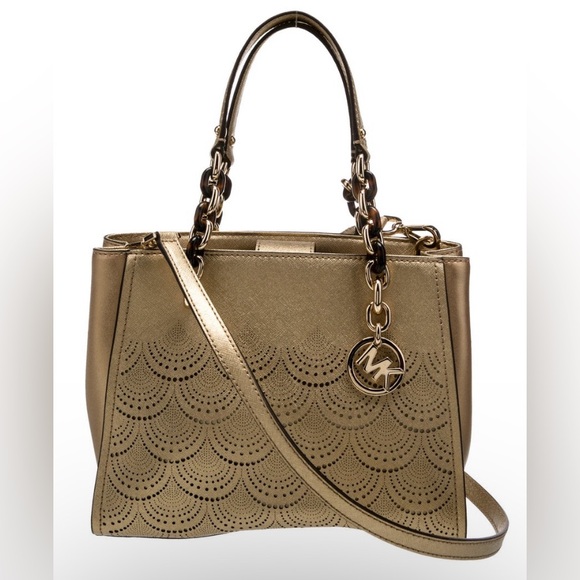 Michael Kors Sofia laser perforated leather gold tone